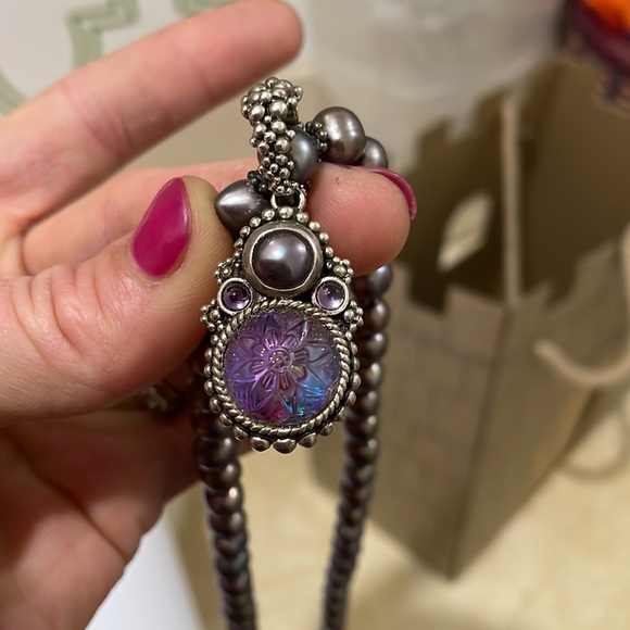 Steven Dweck Serling Silver Caviar Pendant purple Pearl necklace - Picture 7 of 7